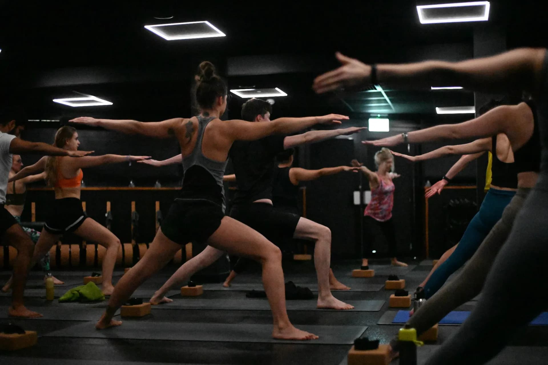 A group practising yoga together in a R1SE Sheffield studio